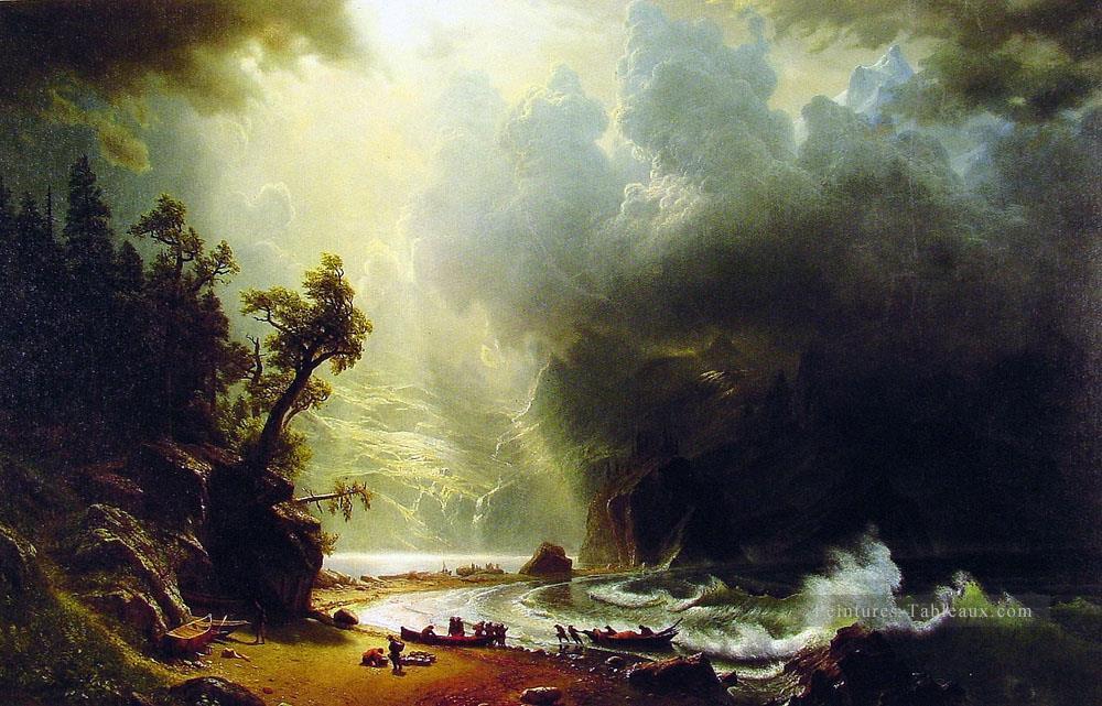 Pugest Sount sur la côte du Pacifique Albert Bierstadt Peintures à l'huile